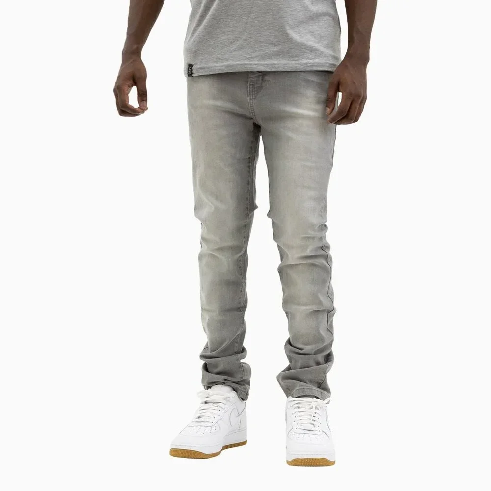 Savar Men's Savar Ice Grey Slim Denim Jeans Pant (Brand New) - Picture 1 of 8